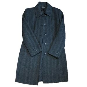 Jones New York Dark Herringbone Wool Long Coat Women’s Size 8